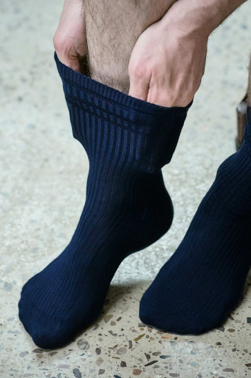 SOCKS - NAVY, SOFT TOP WIDE FIT, COTTON RICH SIZE 6-11